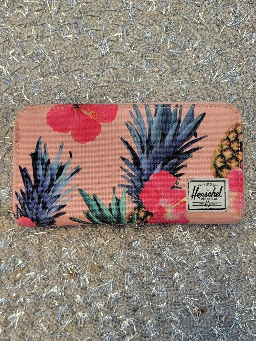 Herschel Pink Tropical Print Zip Around Wallet